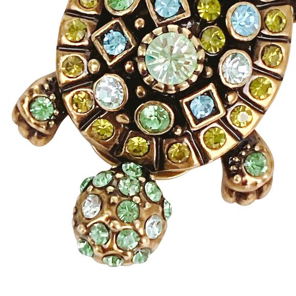 Heidi Daus Simply Irresistible Greem Turtle Clip On Earrings Figural Swarovski - Picture 5 of 11